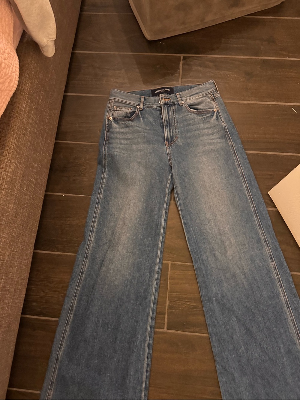 Veronica Beard Light Blue Wide Leg Flare Jeans Kasey mid wash Jean